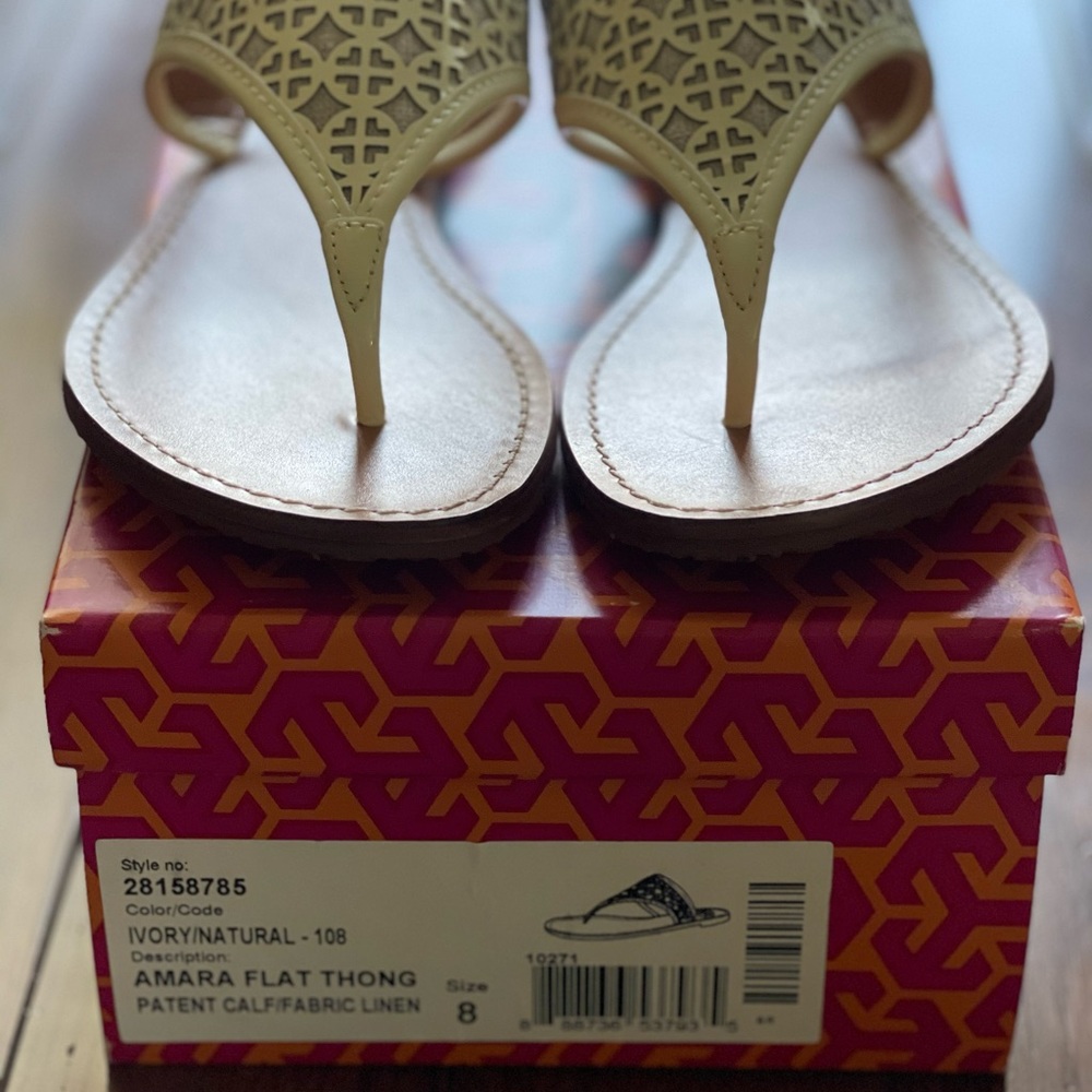 Tory Burch Sandals, Ivory/Natural, Size 8